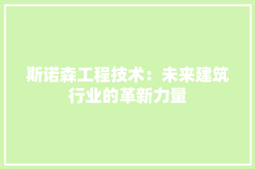 斯诺森工程技术：未来建筑行业的革新力量 室内设计