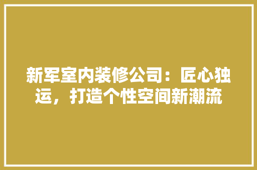 新军室内装修公司：匠心独运，打造个性空间新潮流 室内设计