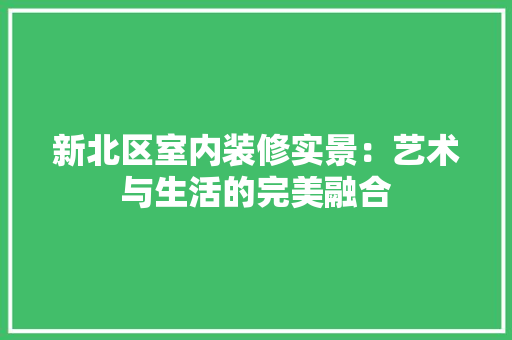 新北区室内装修实景：艺术与生活的完美融合 室内设计