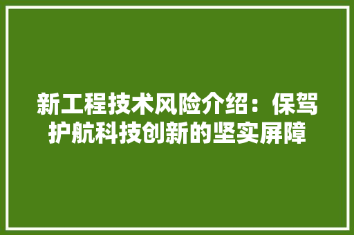 新工程技术风险介绍：保驾护航科技创新的坚实屏障 室内设计