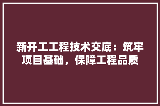 新开工工程技术交底：筑牢项目基础，保障工程品质 室内设计