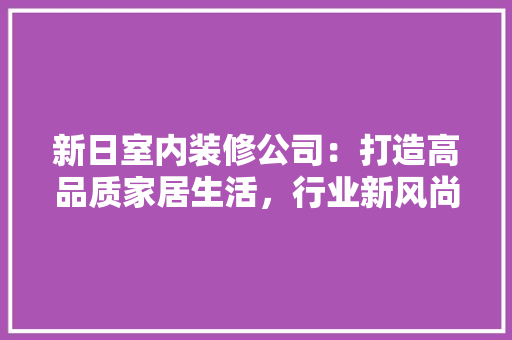 新日室内装修公司：打造高品质家居生活，行业新风尚 室内设计
