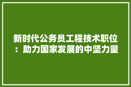 新时代公务员工程技术职位：助力国家发展的中坚力量