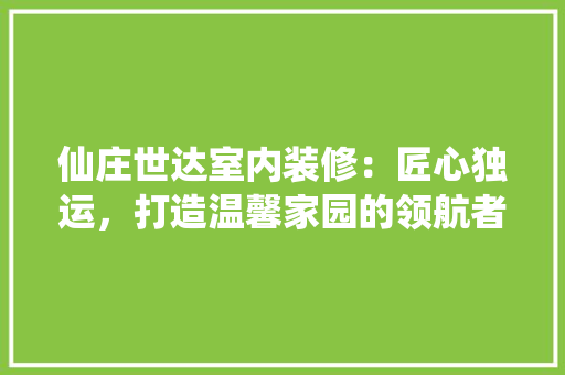 仙庄世达室内装修：匠心独运，打造温馨家园的领航者 家居装修