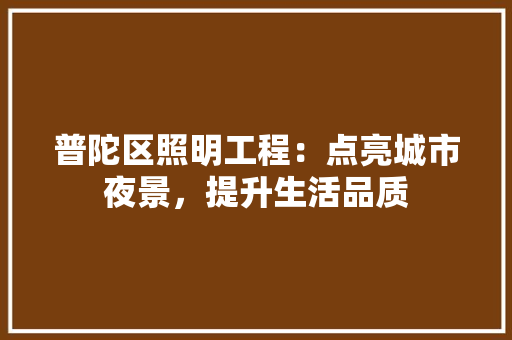 普陀区照明工程：点亮城市夜景，提升生活品质 室内设计