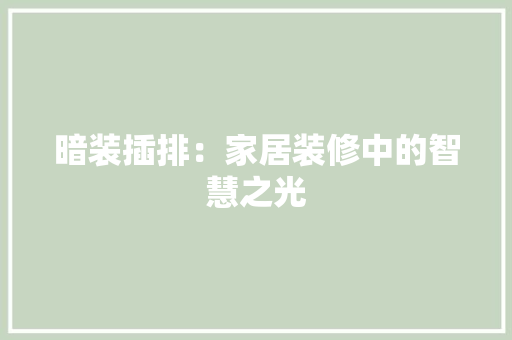 暗装插排：家居装修中的智慧之光 室内设计
