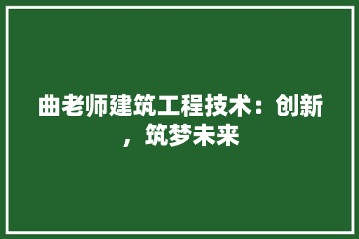 曲老师建筑工程技术：创新，筑梦未来 室内设计