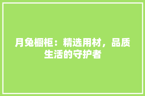 月兔橱柜：精选用材，品质生活的守护者