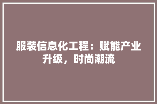 服装信息化工程：赋能产业升级，时尚潮流 室内设计