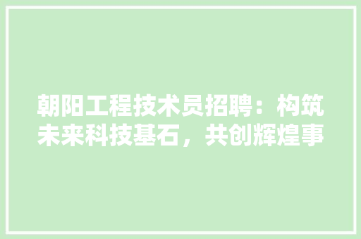朝阳工程技术员招聘：构筑未来科技基石，共创辉煌事业 室内设计
