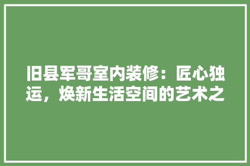 旧县军哥室内装修：匠心独运，焕新生活空间的艺术之旅 室内设计