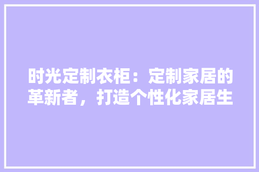 时光定制衣柜：定制家居的革新者，打造个性化家居生活新篇章 室内设计