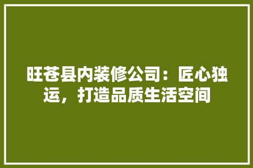 旺苍县内装修公司：匠心独运，打造品质生活空间
