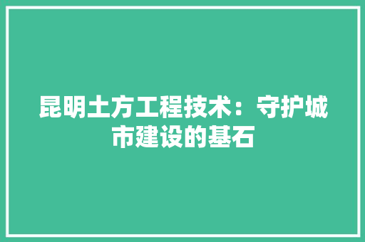 昆明土方工程技术：守护城市建设的基石 室内设计
