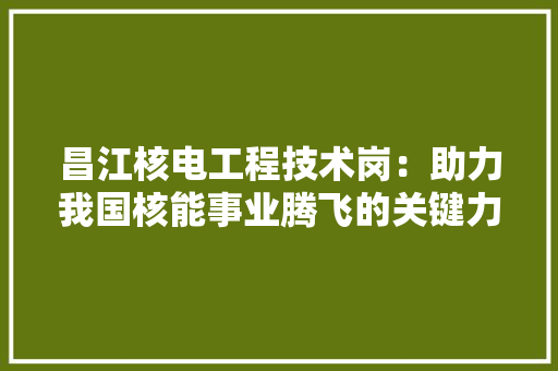 昌江核电工程技术岗：助力我国核能事业腾飞的关键力量 室内设计