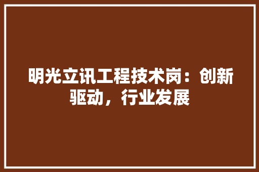 明光立讯工程技术岗：创新驱动，行业发展