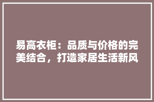 易高衣柜：品质与价格的完美结合，打造家居生活新风尚 室内设计
