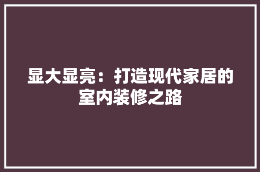 显大显亮：打造现代家居的室内装修之路 室内设计
