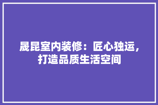 晟昆室内装修：匠心独运，打造品质生活空间 室内设计