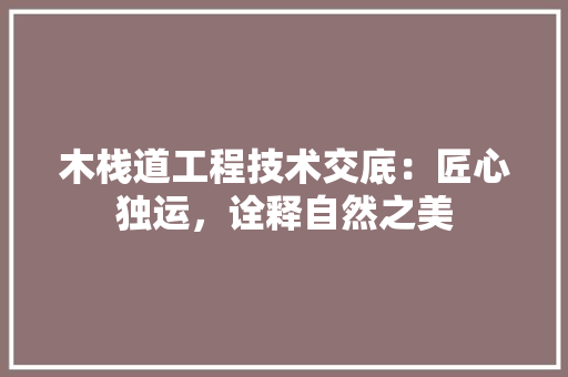 木栈道工程技术交底：匠心独运，诠释自然之美
