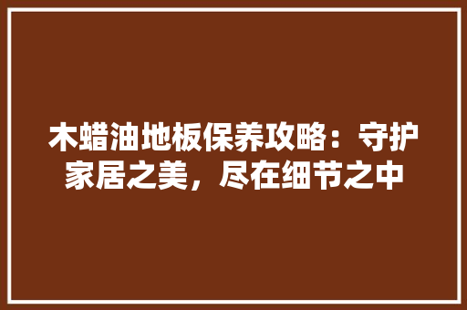 木蜡油地板保养攻略：守护家居之美，尽在细节之中 室内设计