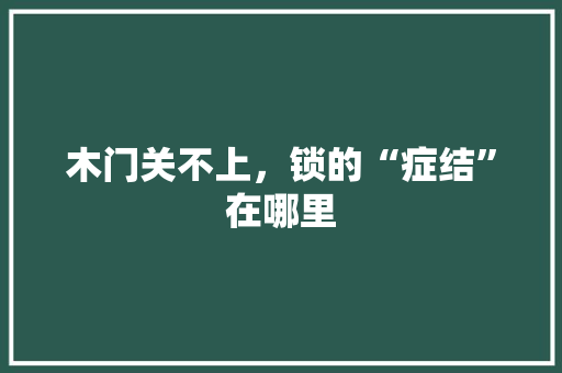 木门关不上，锁的“症结”在哪里 室内设计