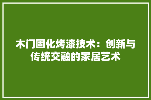 木门固化烤漆技术：创新与传统交融的家居艺术