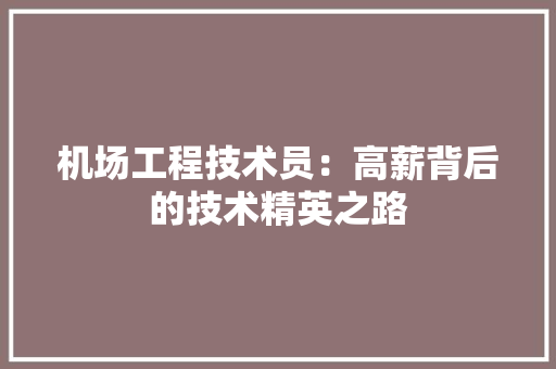 机场工程技术员：高薪背后的技术精英之路 室内设计