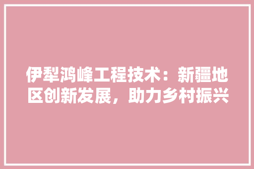 伊犁鸿峰工程技术：新疆地区创新发展，助力乡村振兴