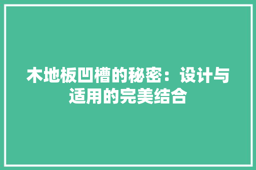 木地板凹槽的秘密：设计与适用的完美结合 室内设计