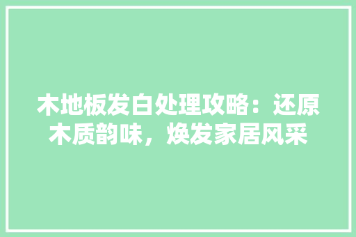 木地板发白处理攻略：还原木质韵味，焕发家居风采 室内设计
