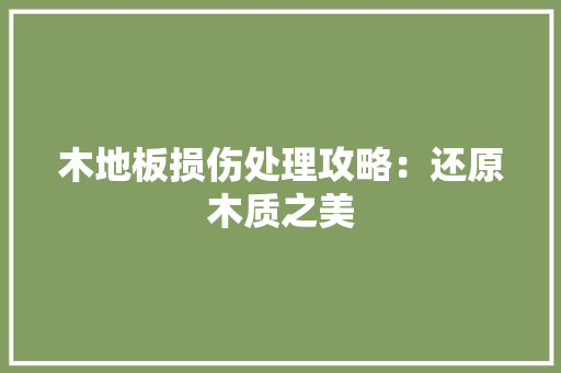 木地板损伤处理攻略：还原木质之美 室内设计