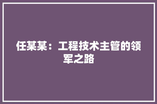 任某某：工程技术主管的领军之路