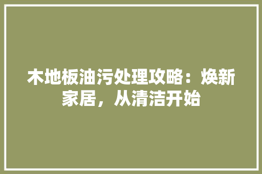木地板油污处理攻略：焕新家居，从清洁开始 室内设计