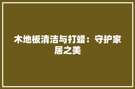 木地板清洁与打蜡：守护家居之美 室内设计