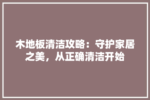 木地板清洁攻略：守护家居之美，从正确清洁开始 室内设计