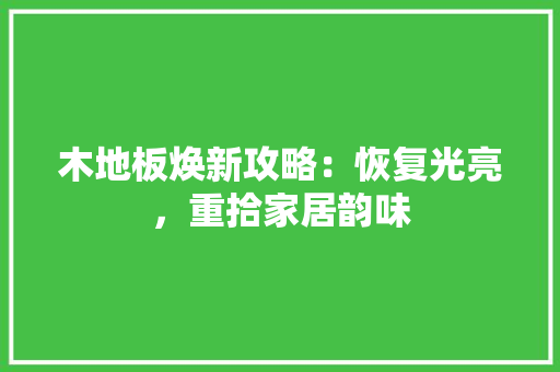 木地板焕新攻略：恢复光亮，重拾家居韵味 室内设计