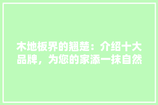 木地板界的翘楚：介绍十大品牌，为您的家添一抹自然韵味 室内设计