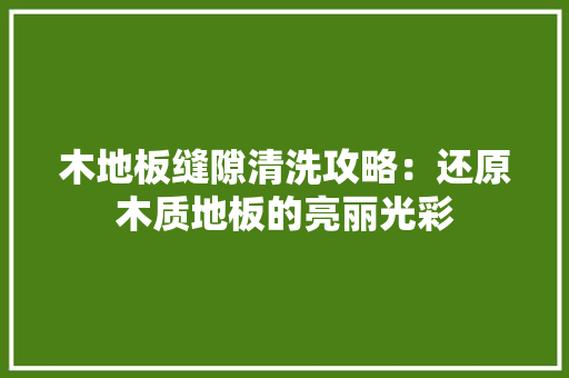 木地板缝隙清洗攻略：还原木质地板的亮丽光彩