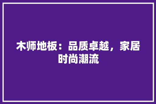 木师地板：品质卓越，家居时尚潮流 室内设计