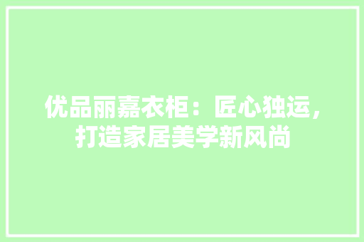 优品丽嘉衣柜：匠心独运，打造家居美学新风尚 家居装修