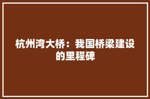 杭州湾大桥：我国桥梁建设的里程碑 室内设计