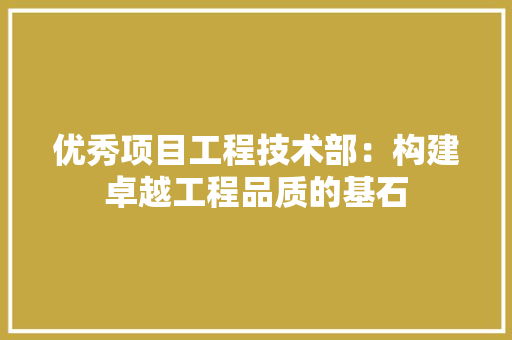 优秀项目工程技术部：构建卓越工程品质的基石 家居装修