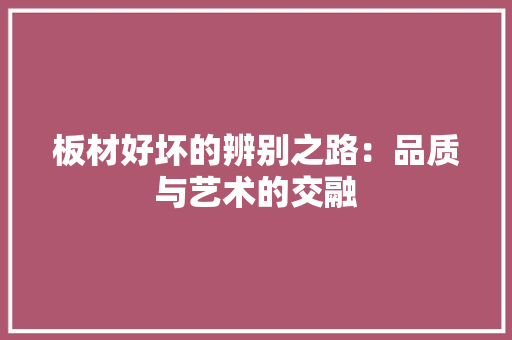 板材好坏的辨别之路：品质与艺术的交融 室内设计