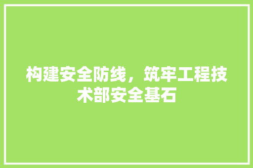 构建安全防线，筑牢工程技术部安全基石 室内设计