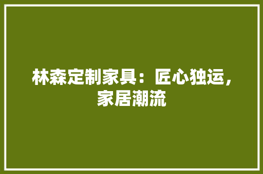 林森定制家具：匠心独运，家居潮流 室内设计