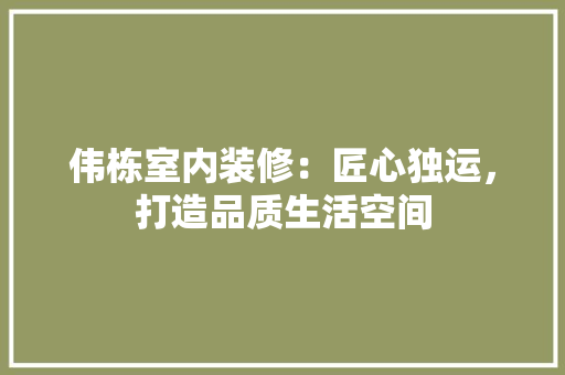 伟栋室内装修：匠心独运，打造品质生活空间 家居装修