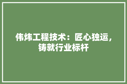 伟炜工程技术：匠心独运，铸就行业标杆 家居装修