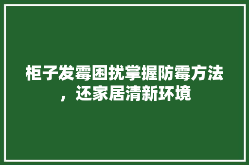 柜子发霉困扰掌握防霉方法，还家居清新环境