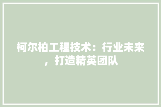 柯尔柏工程技术：行业未来，打造精英团队